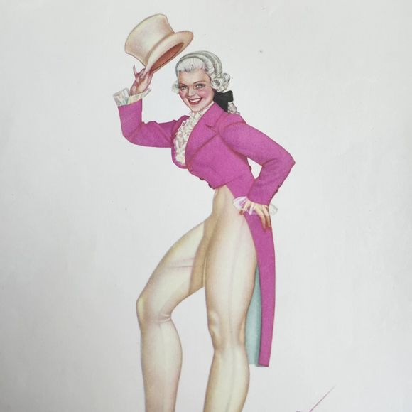Vtg 1940s George Petty Ziegfeld Follies Pinup Girl Art Print 8.5x11 Tailcoat Hat - Picture 2 of 11